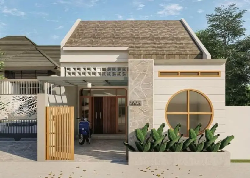 Teras Semi Indoor di Rumah Sederhana tapi Mewah di Desa